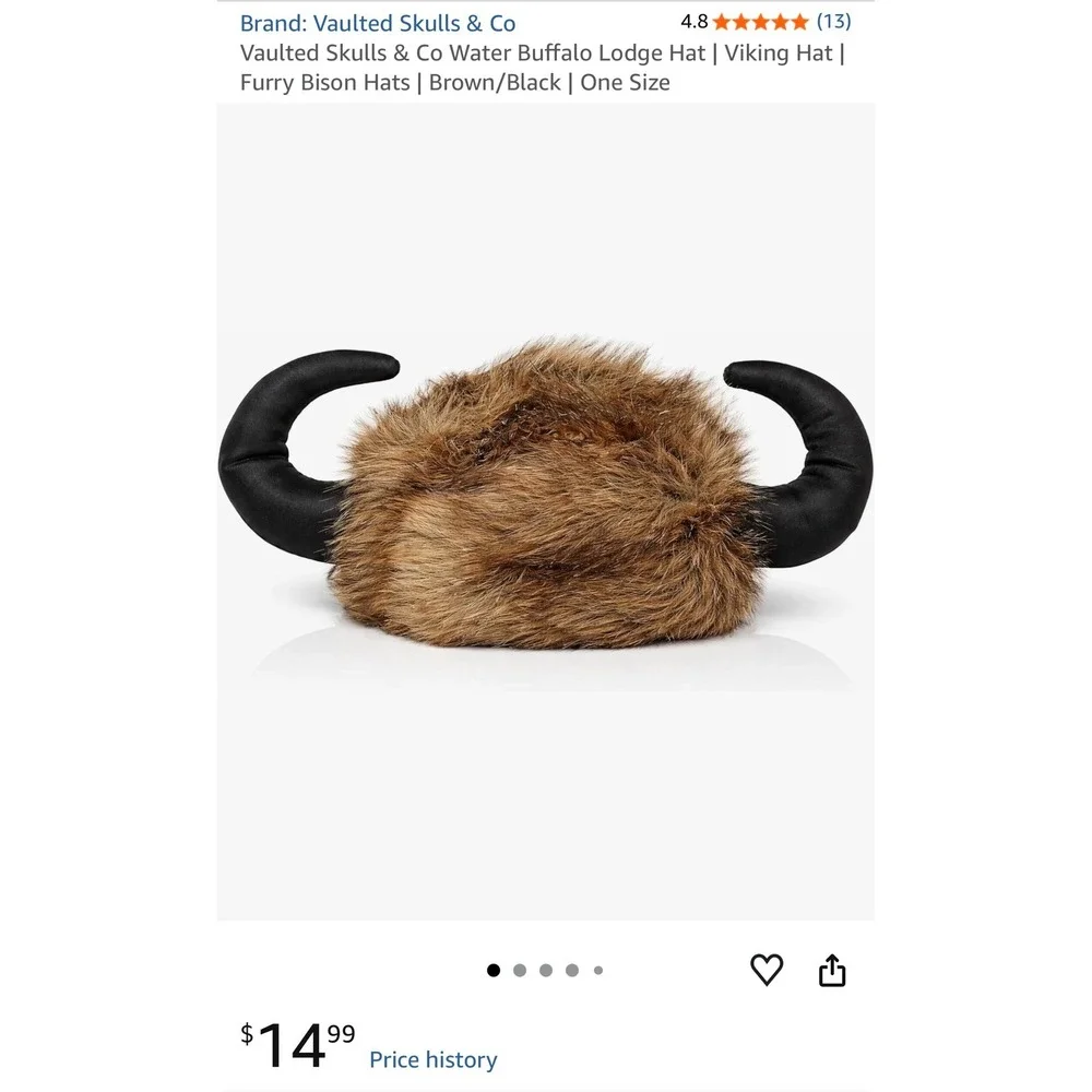 Vaulted Skulls & Co Water Buffalo Lodge Hat Viking Furry Bison Brown Black OS
